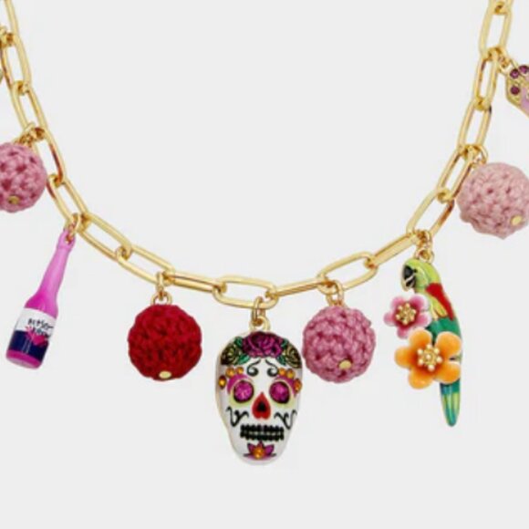 Betsey Johnson HOLA TO LOVE COWGIRL CHARM NECKLACE PINK NWT - Picture 3 of 8